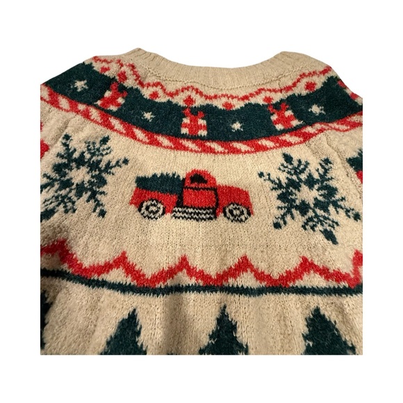 Maurices Tan Sweater with Festive Red and Green Accents - Picture 6 of 8